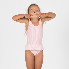 Baby / Girls' 1-piece skirt swimsuit - pink and white stripe