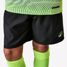 Kids' Football Shorts Viralto Wavy - Black with Yellow Strip