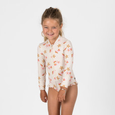 Baby/Girls' long sleeve UV-protection 1-piece swimsuit - Izia shell white