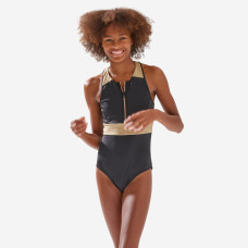 GIRL'S 1-PIECE CALYSTA SWIMSUIT 900 BLACK GOLD GIRL'S 1-PIECE CALYSTA SWIMSUIT 900 BLACK GOLD