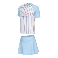 Girl swimming two-piece skirt swimsuit - BLUE WHITE Girl swimming two-piece skirt swimsuit - BLUE WHITE