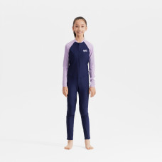 Girls' long sleeve swimsuit UV Combiswim 100 - NAVY/PURP Girls' long sleeve swimsuit UV Combiswim 100 - NAVY/PURP