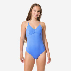 Girls' surfing 1-piece swimsuit with crossed straps, Caly zuma blue Girls' surfing 1-piece swimsuit with crossed straps, Caly zuma blue