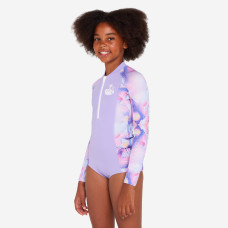 Girls' surfing front zip long sleeve one-piece swimsuit - 500 Lucy purple Girls' surfing front zip long sleeve one-piece swimsuit - 500 Lucy purple