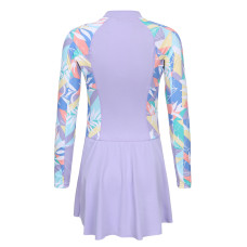 SUZY one-piece long-sleeve skirt swimsuit PURPLE SUZY one-piece long-sleeve skirt swimsuit PURPLE