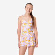 Teen girls' 1-piece swimsuit with skirt, Lila Jow purple Teen girls' 1-piece swimsuit with skirt, Lila Jow purple