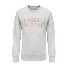 Kids' Crew-Neck French Terry Cotton Sweatshirt - Light Mottled Grey with Pattern Kids' Crew-Neck French Terry Cotton Sweatshirt - Light Mottled Grey with Pattern