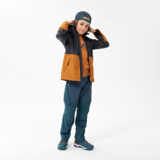 Kids' Waterproof Hiking Jacket - MH500 Aged 7-15 - Grey and Ochre Kids' Waterproof Hiking Jacket - MH500 Aged 7-15 - Grey and Ochre