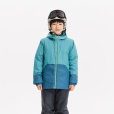 SKI100 kids' warm ski jacket 5-15??years - Green and blue SKI100 kids' warm ski jacket 5-15??years - Green and blue