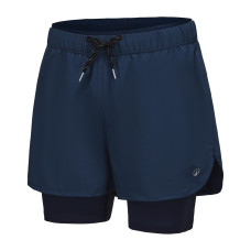Men's swimming boxer short with double layers - 100 PLUS Navy Blue Black