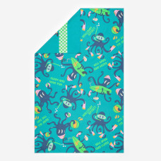 Microfibre Swimming Towel Size XL 110 x 175 cm, friends print turquoise