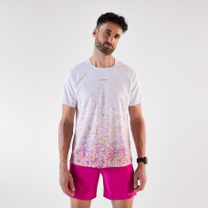 Men's trail running T-shirt, Kiprun Run 500 pink and white