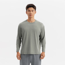 Men training soft long-sleeved T-shirt-heather khaki green Men training soft long-sleeved T-shirt-heather khaki green