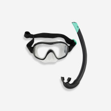 Adult's SUBEA mask and snorkel snorkelling kit, 100 black