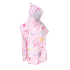 Kids surfing poncho 500 Check pink