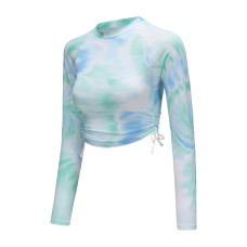 Women's long sleeve uv-protection surfing top 100 sunny TIEDYE GREEN