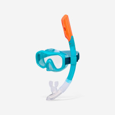 Adult snorkelling COMFORT anti-fog mask DRY TOP snorkel set, 100 Turquoise