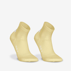 PACK OF 2 PAIRS OF RUN500 FINE CREW RUNNING SOCKS - Yellow