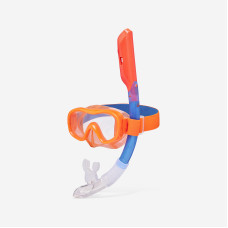 Kids' snorkelling COMFORT anti-fog mask DRY TOP snorkel set, 100 Orange
