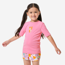 Kids' surfing UV-protection t-shirt - 100 Love sea pink