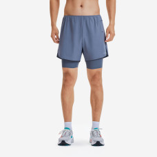 Men's 2 in 1 running shorts, Kiprun Run 500 Comfort - Grey