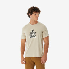Men's short-sleeved mountain hiking t-shirt, MH500 beige