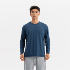 Men training soft long-sleeved T-shirt-heather asphalt blue
