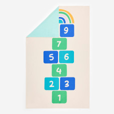 Microfibre swimming towel size XL 110 x 175 cm print game light blue