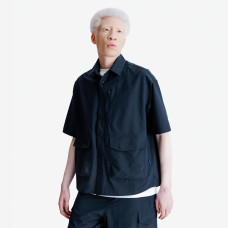 SPORTSWEAR MEN UV-PROTECTION SEERSUCKER SHORT-SLEEVE SHIRT-asphalt blue