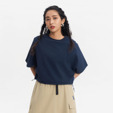 Sportswear T-shirt woven pocket W -asphalt blue