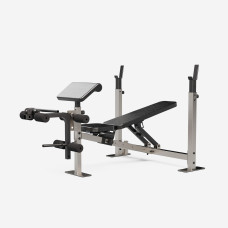 Weight Bench with Barbell Rack and Biceps and Leg Curl Station