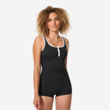 Women's 1-piece swimsuit with shorty bottoms, Heva black zip