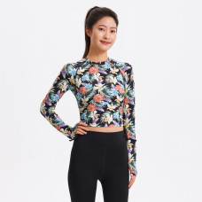 Women's long sleeve uv-protection surfing top 100 sunny TROPIC BLACK