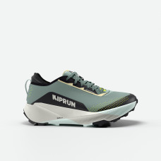 Women's waterproof trail running shoes, KIPRUN KIPSUMMIT WP, green and black