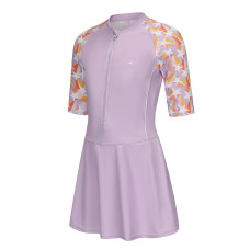 GIRL one-piece swimsuit UNA zip skirt  - PURPLE ALL STAR