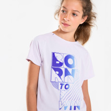 Girls' breathable Running T-shirt - KIPRUN DRY+ 500 - Lilac pastel
