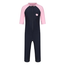 swimming Girl sun protection swimsuit SHORTYSWIM  NAVY/PINK