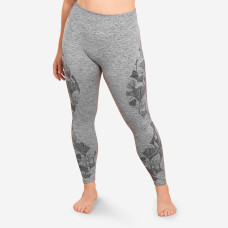 7/8 Seamless Yoga Leggings Gingko Motif - Mottled Grey