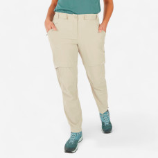 Women's Modular Mountain Walking Trousers - MH500 - Beige