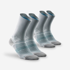 Adults' double-skin, high-rise hiking socks (2 pairs), Hike 520 - Grey Adults' double-skin, high-rise hiking socks (2 pairs), Hike 520 - Grey