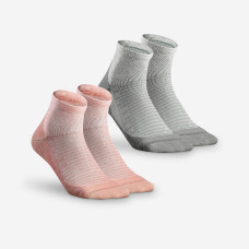 Hike 100 Mid Socks - Pink and Grey- Pack of 2 Hike 100 Mid Socks - Pink and Grey- Pack of 2
