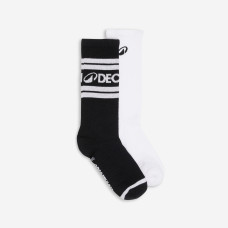 Mid-calf socks, black and white, pack of 2