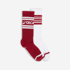 Mid-calf socks, red and white, pack of 2