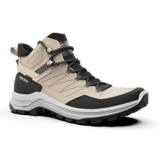 Women's waterproof high-rise hiking boots, MH100 - Beige