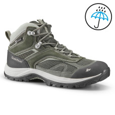 Women's waterproof mountain walking boots - MH100 Mid -Khaki