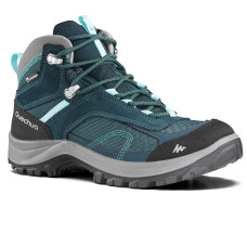 Women's waterproof mountain walking boots - MH100 Mid - Turquoise
