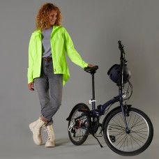 Women's City Cycling Rain Jacket 120 PPE Daily Visibility Certified Neon Yellow Women's City Cycling Rain Jacket 120 PPE Daily Visibility Certified Neon Yellow