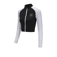 Surfing women's uv zip crop top - cool feeling -BLK/WHT Surfing women's uv zip crop top - cool feeling -BLK/WHT