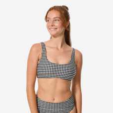 Women's surfing bralette bikini top, Aurely gingham black and white