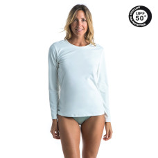 WOMEN'S SURFING LONG-SLEEVED UV-RESISTANT T-SHIRT MALOU GREIGE (UNDYED)